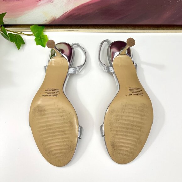 Steve Madden Elma Slingback high‎ Heel Sandal in silver Size 8.5 - Picture 9 of 11